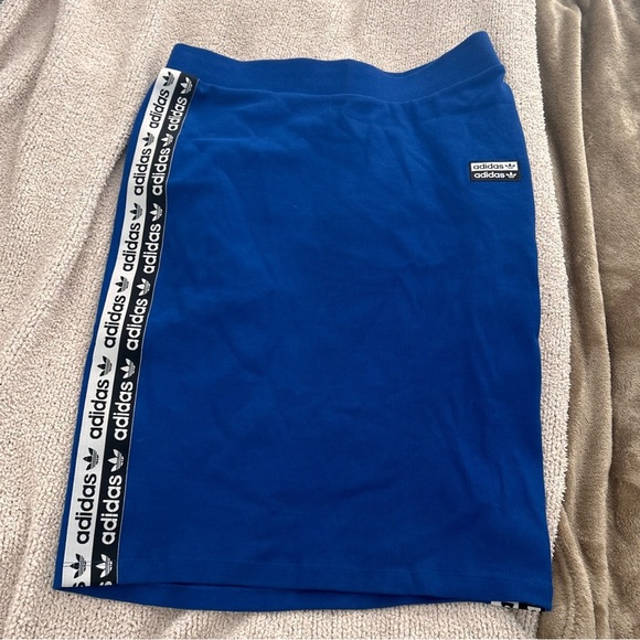 ADIDAS BLUE RIBBED PENCIL 90s inspired streetwear MINI SKIRT - Picture 4 of 8